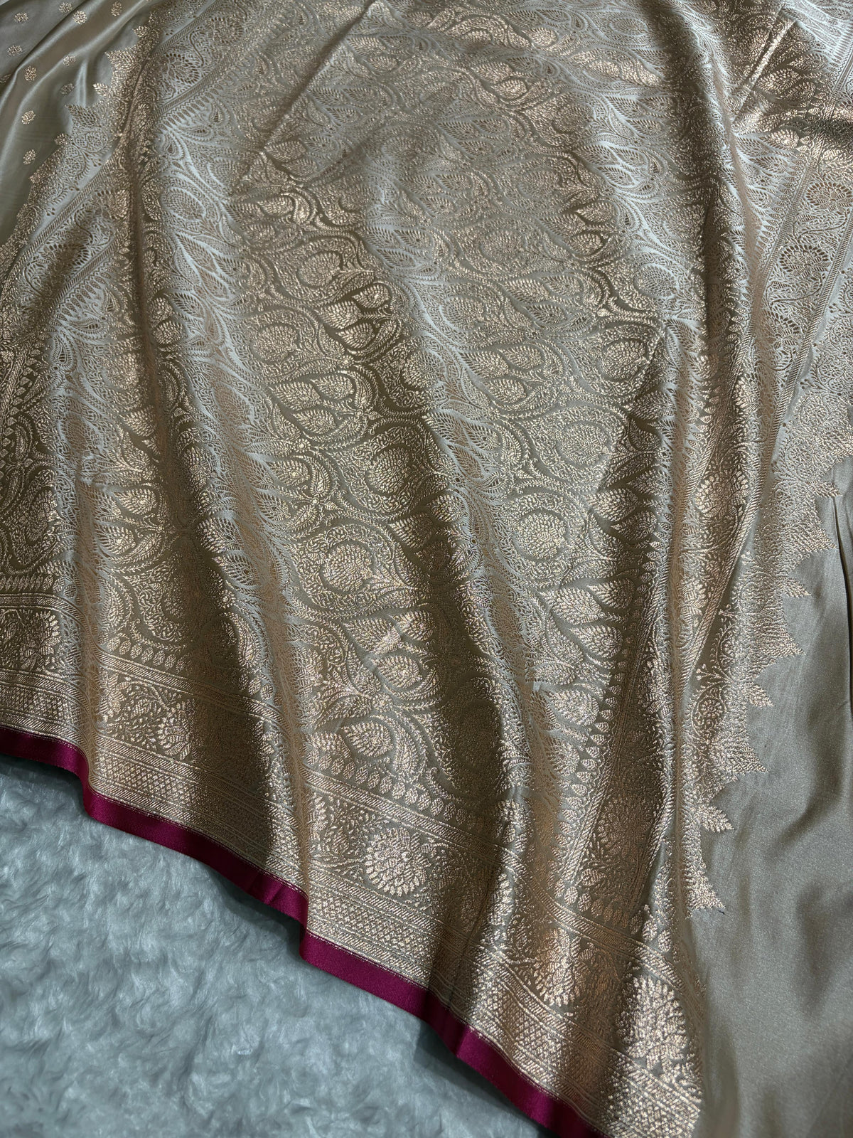 Banarasi Dusty Tusser Shades Booti Katan Silk Saree SK07