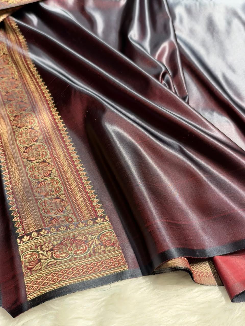 Black Jamawar Tanchoi With Minakari Jaal Katan Silk Saree SKTM-26