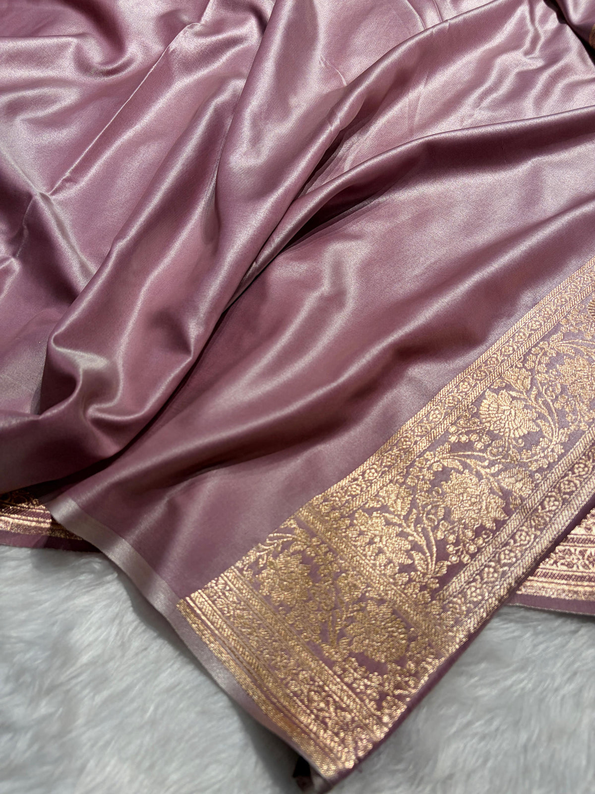 Banarasi Light Weight Satin Silk Dusty Mauve Shades SS10