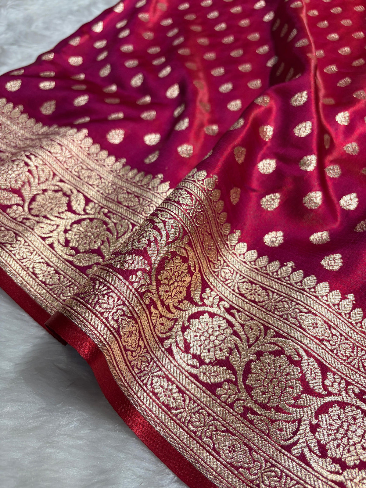 Banarasi Maroon Booti satin Silk Saree SS01