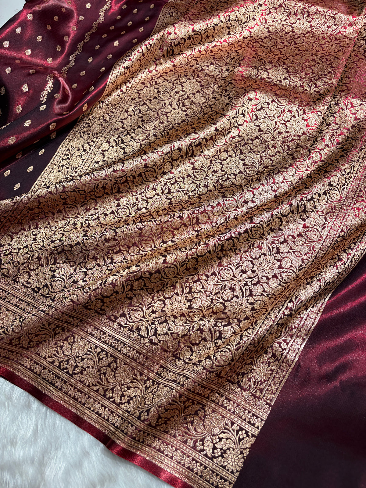 Banarasi Light Weight Satin Silk Maroon Shades SS70