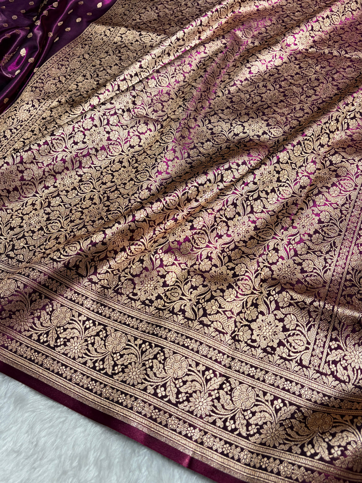Banarasi Light Weight Satin Silk Deep Wine Shades SS70