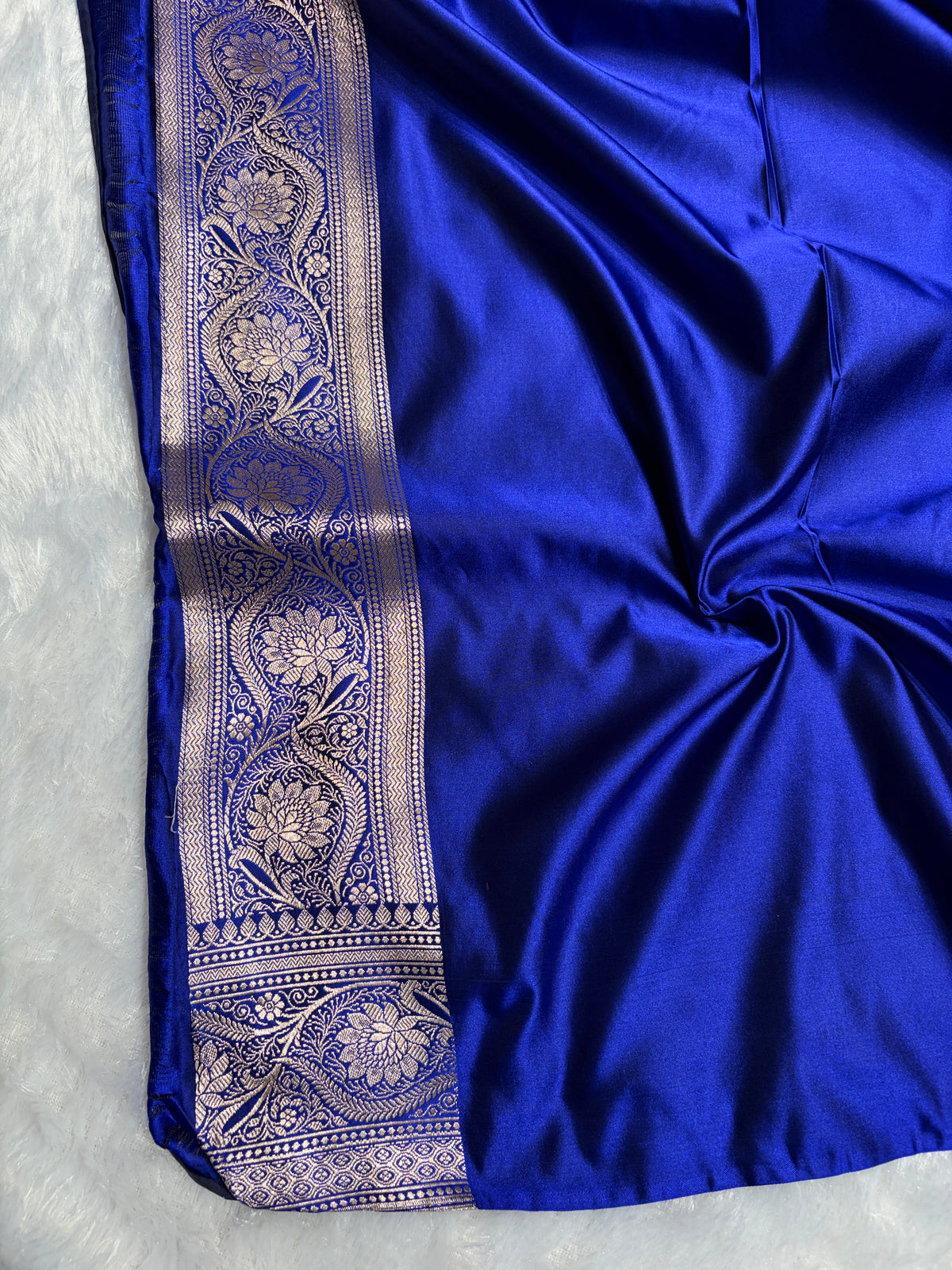 Royal Blue Saree in Floral Pattern Mashru Silk Saree MSM-143