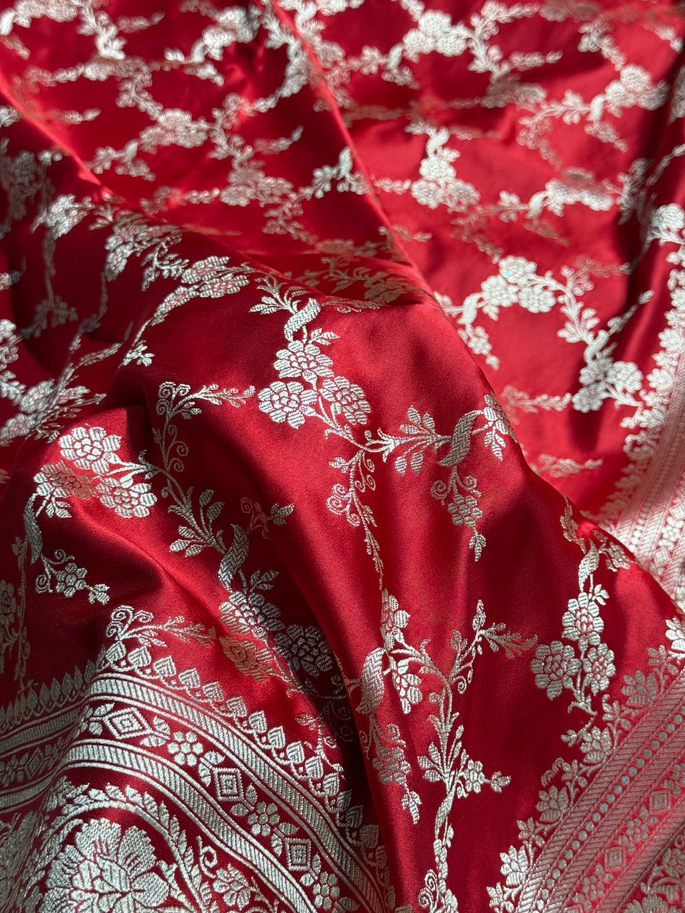 Maroon Jaal Pattern Mashru Silk Saree