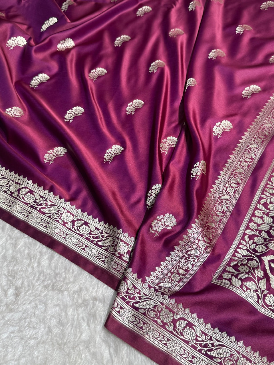 Wine Floral Boota Mashru Silk Saree