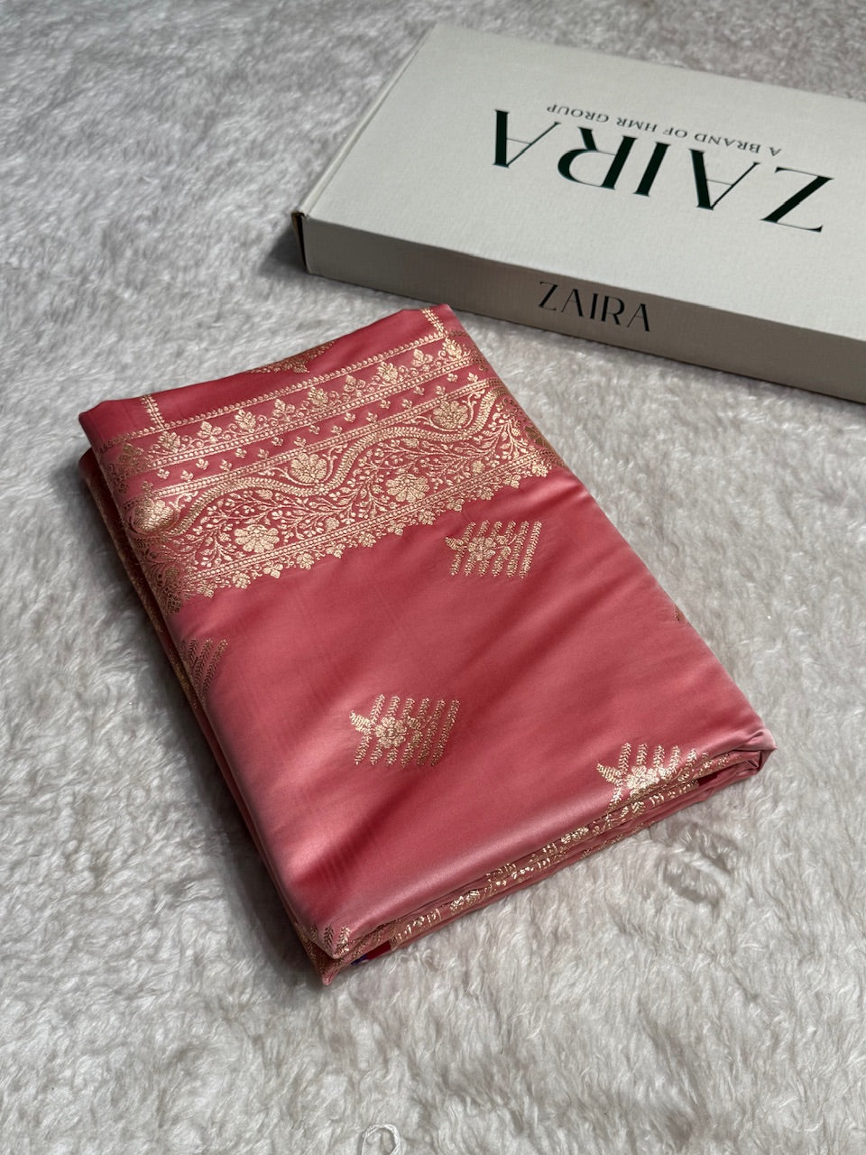 Baby Pink Banarasi Boota Katan Silk Saree