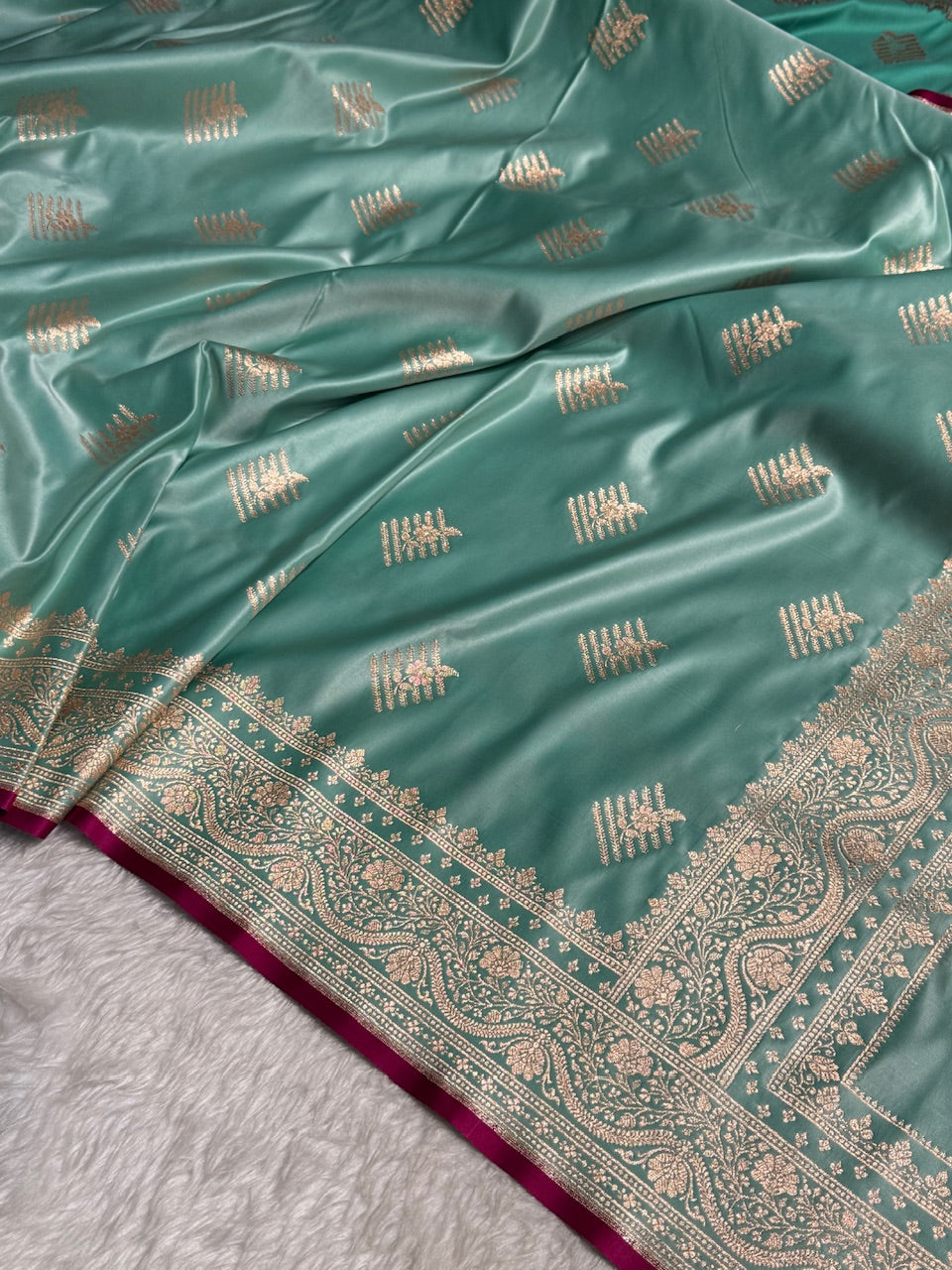 Sea Green Banarasi Boota Katan Silk Saree