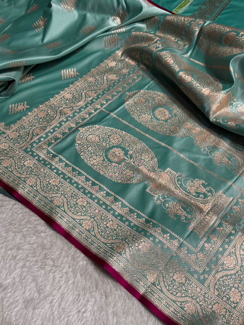 Sea Green Banarasi Boota Katan Silk Saree