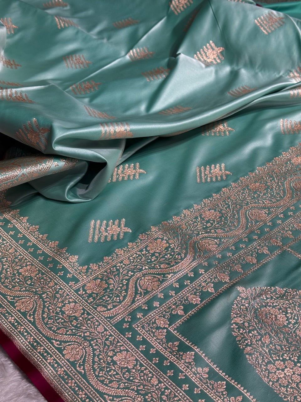 Sea Green Banarasi Boota Katan Silk Saree