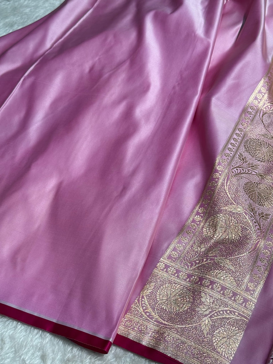 Lavender Banarasi Jaal Satin Katan Silk Saree SK06