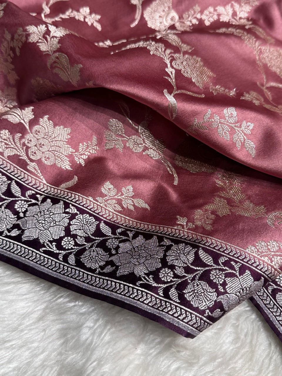 Mauve Shades Jaal Mashru Silk Saree MS48