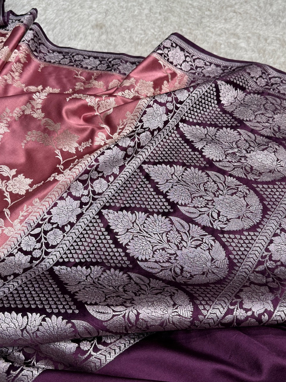 Mauve Shades Jaal Mashru Silk Saree MS48