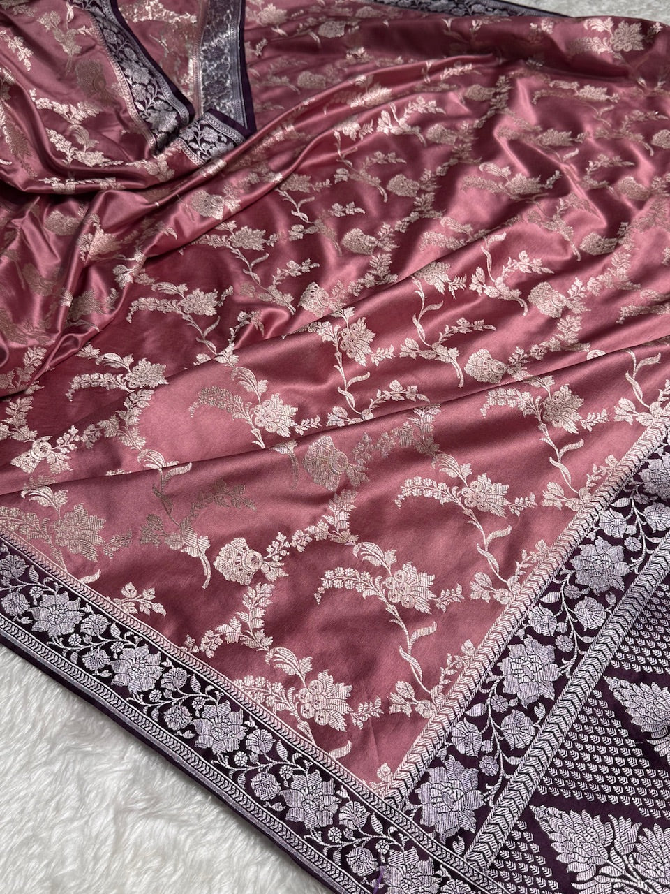 Mauve Shades Jaal Mashru Silk Saree MS48