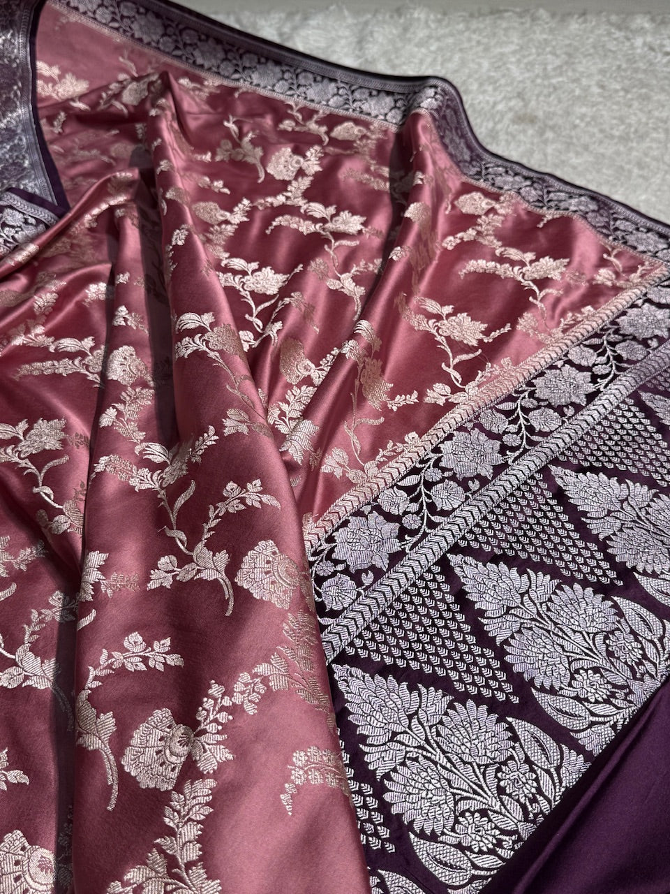 Mauve Shades Jaal Mashru Silk Saree MS48