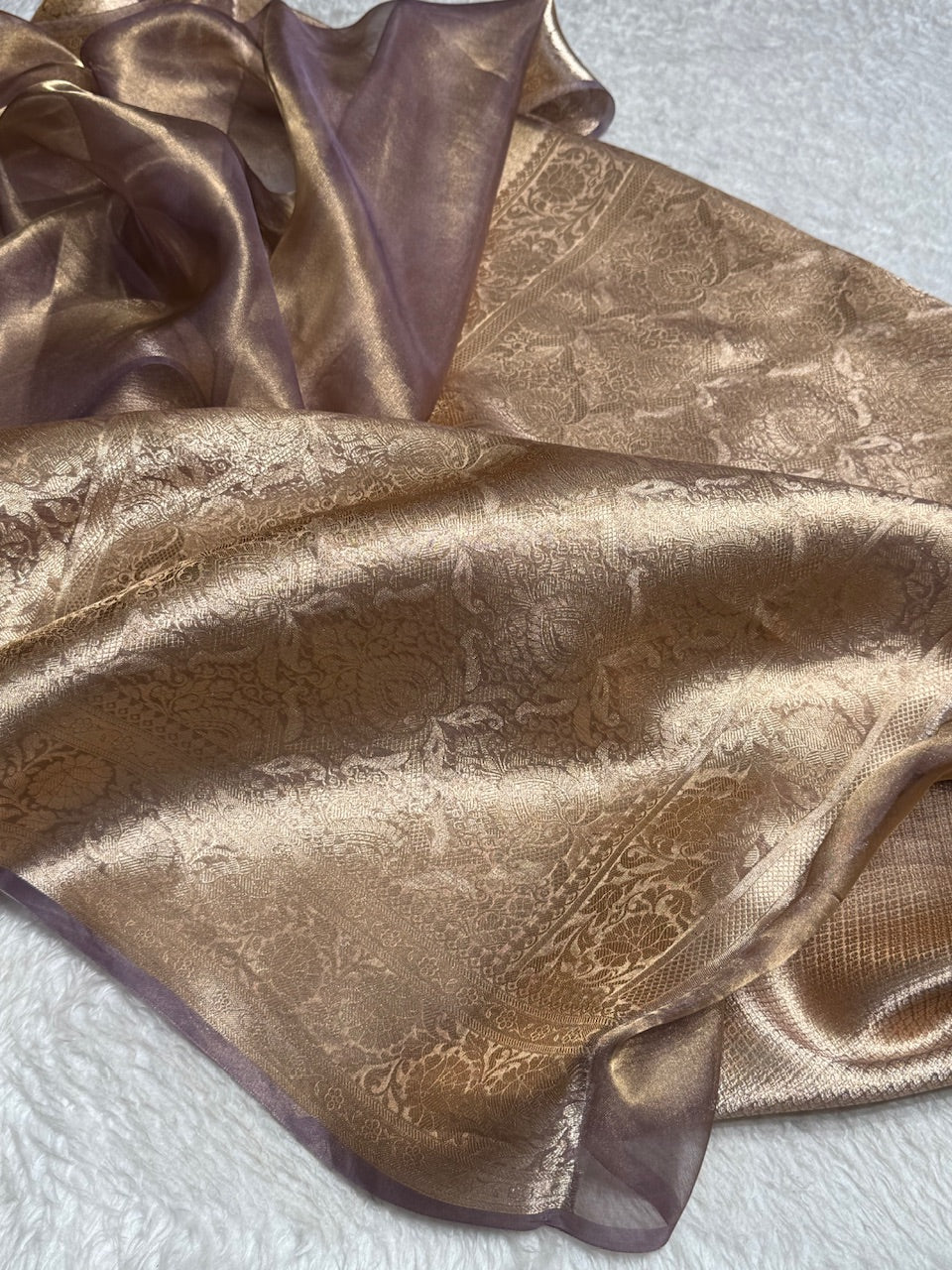 Tusser Shades Pure Tissue Silk Saree with Brocade Blouse PT-18