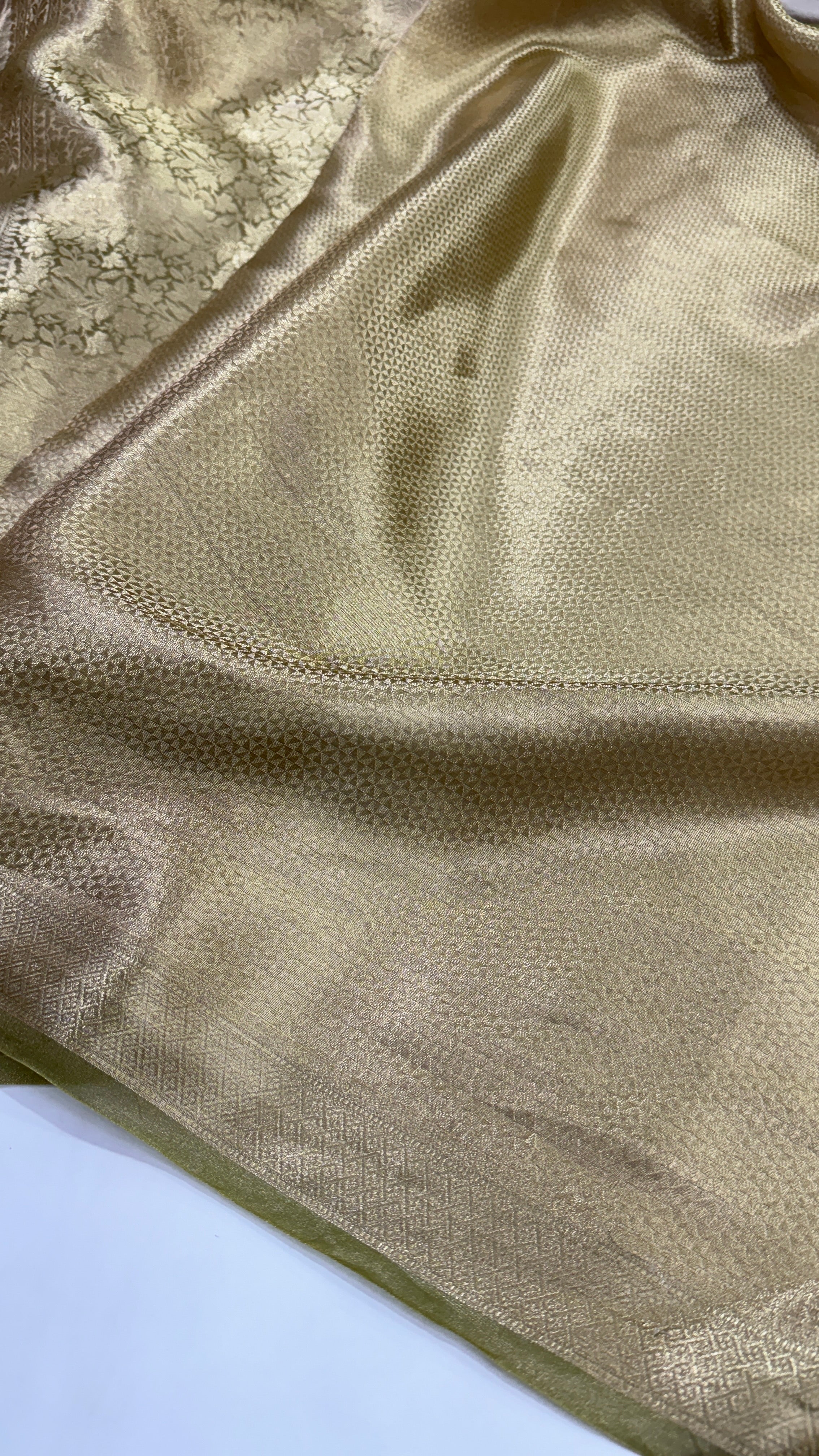 Light Mehandi Pure Tissue Silk Saree with brocade Blouse PT-01