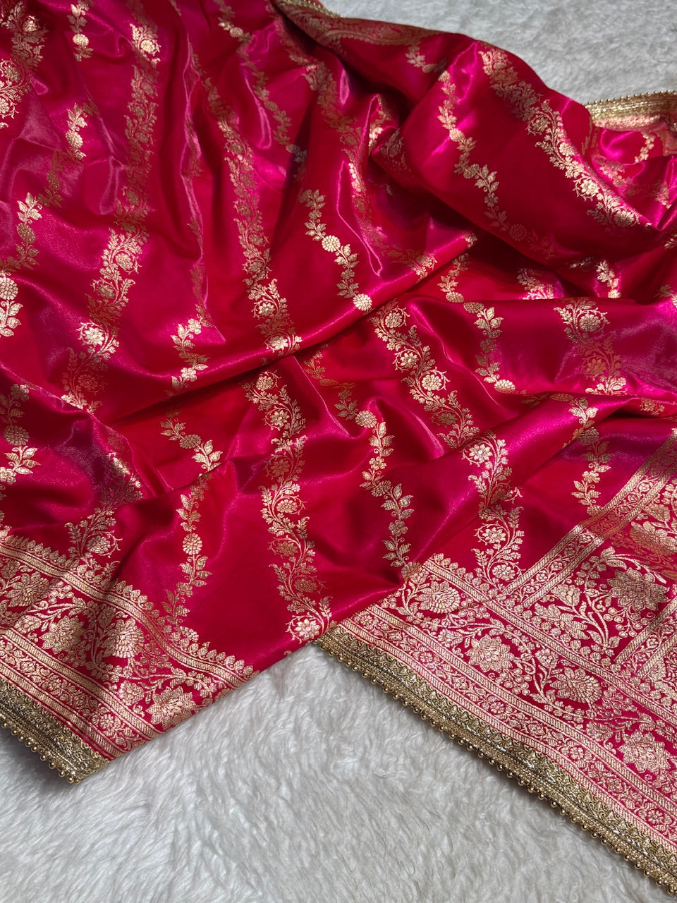 Rani Shades Cross Satin Silk Saree with gotta patti SSGP10