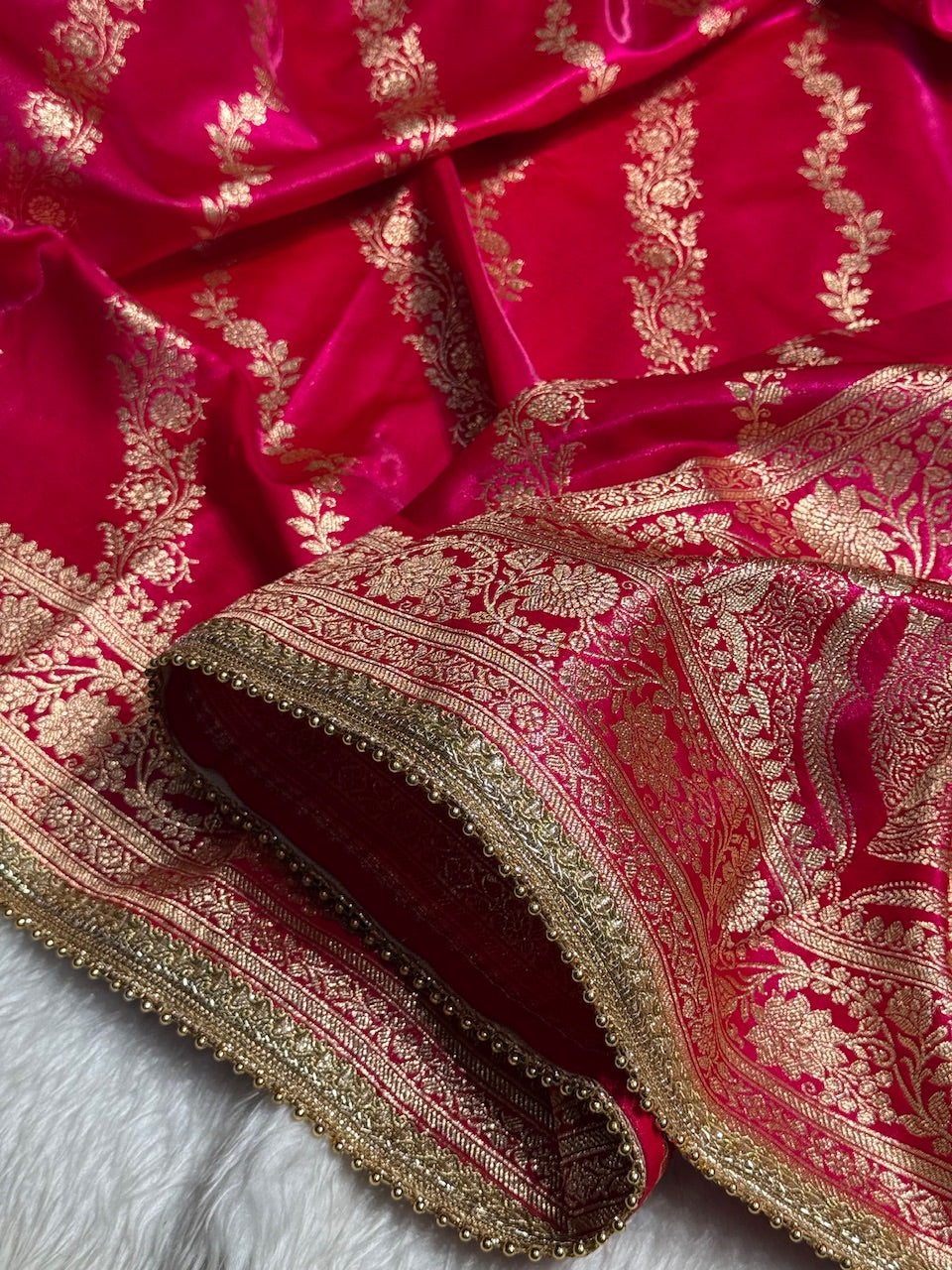 Rani Shades Cross Satin Silk Saree with gotta patti SSGP10
