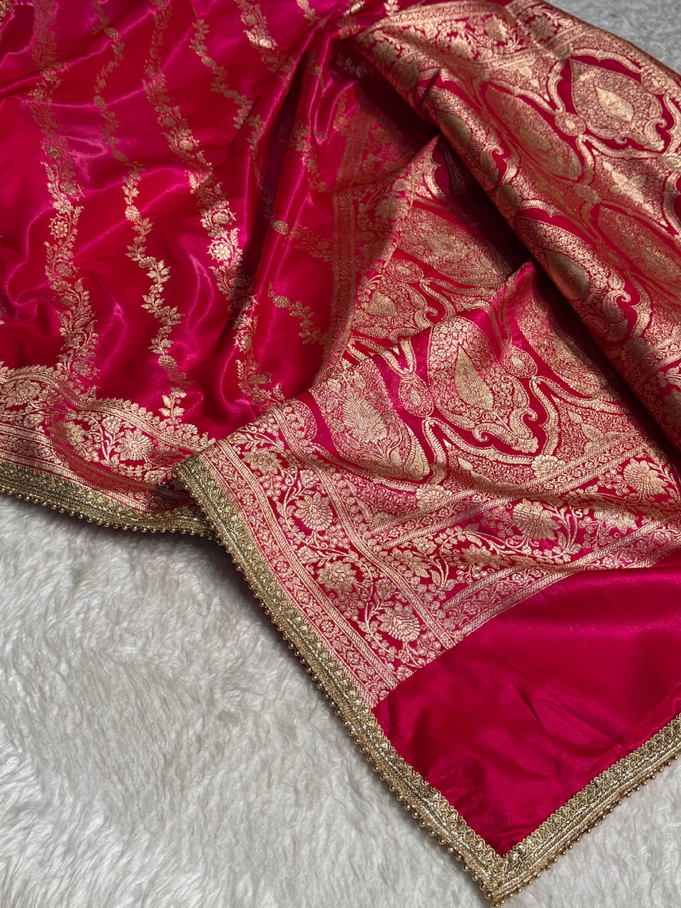 Rani Shades Cross Satin Silk Saree with gotta patti SSGP10