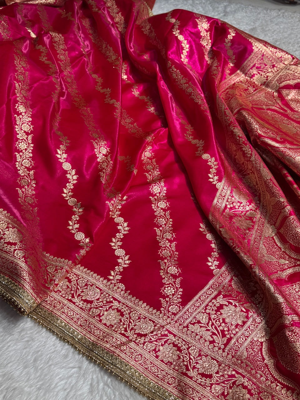 Rani Shades Cross Satin Silk Saree with gotta patti SSGP10