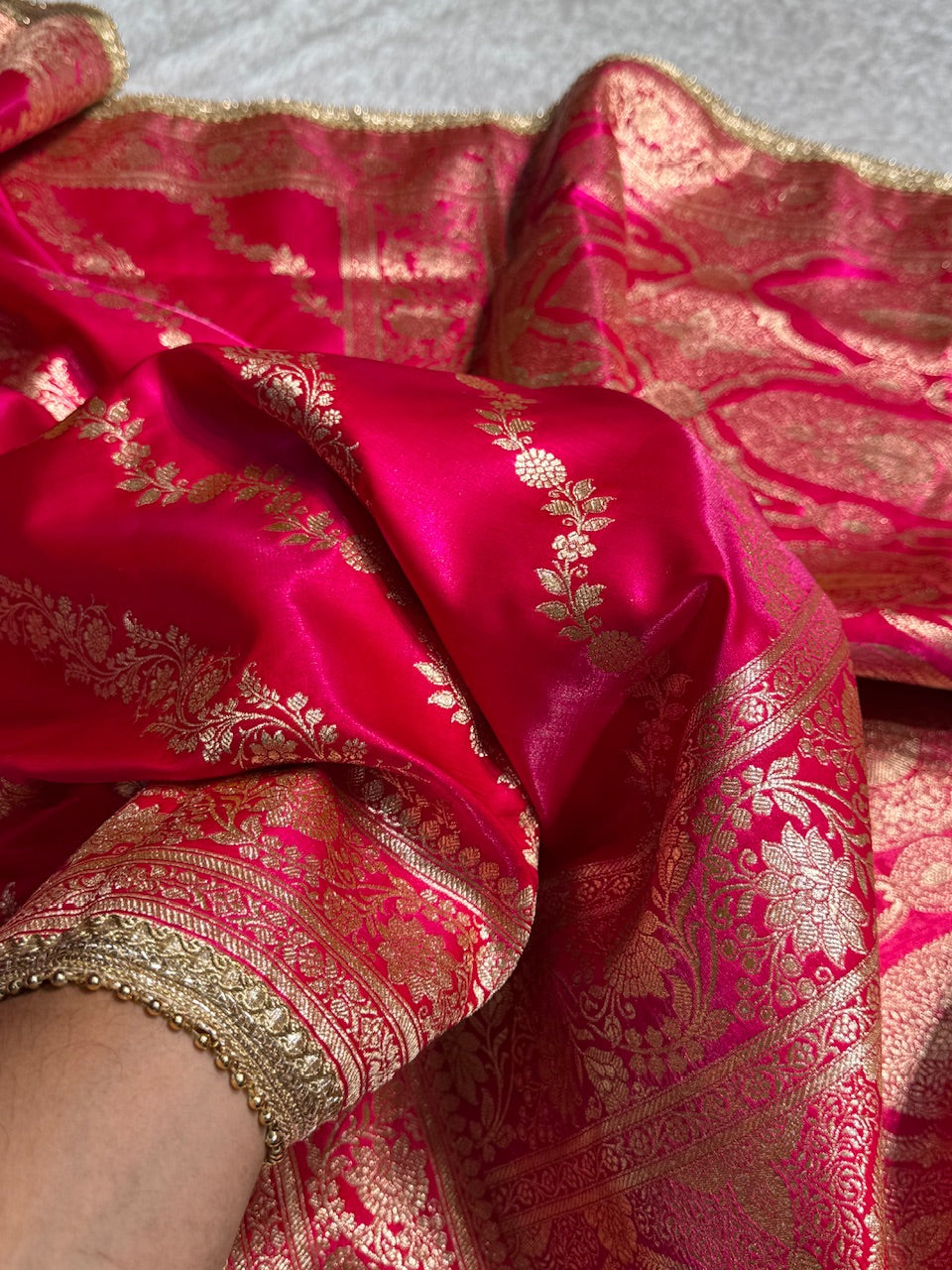 Rani Shades Cross Satin Silk Saree with gotta patti SSGP10