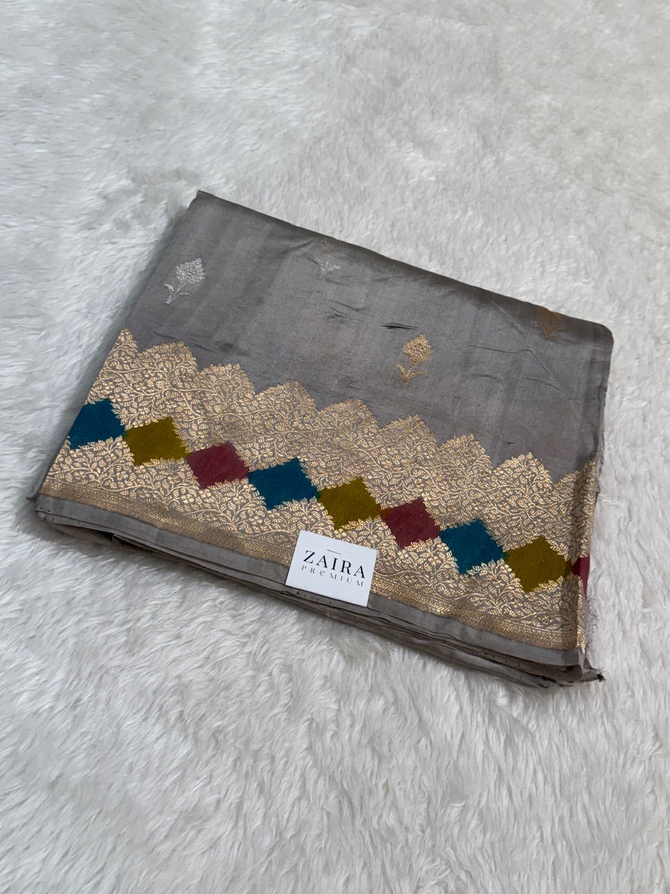 Grey Rangkat Skirt Handwoven Paper Mango Silk
