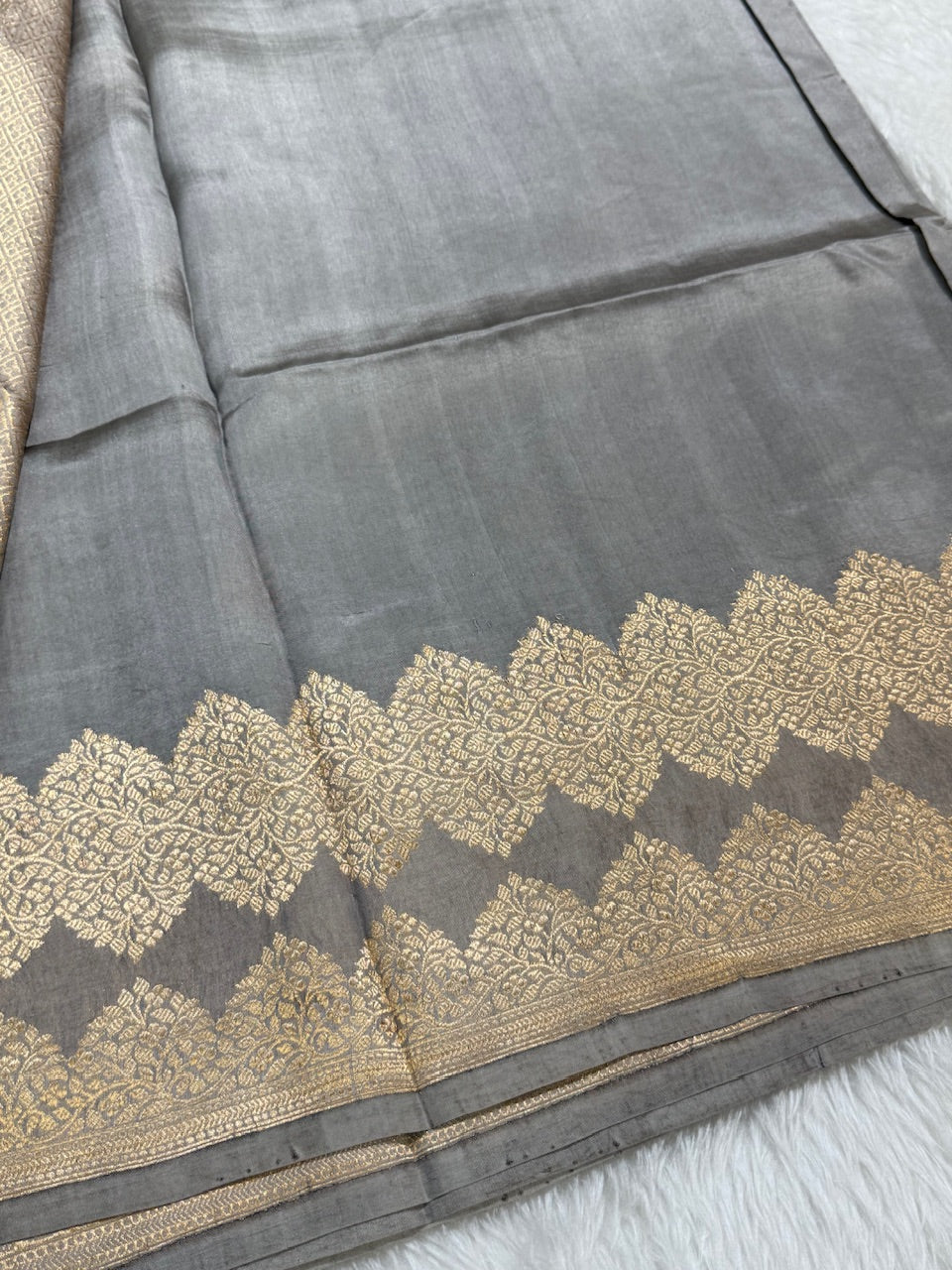 Grey Rangkat Skirt Handwoven Paper Mango Silk
