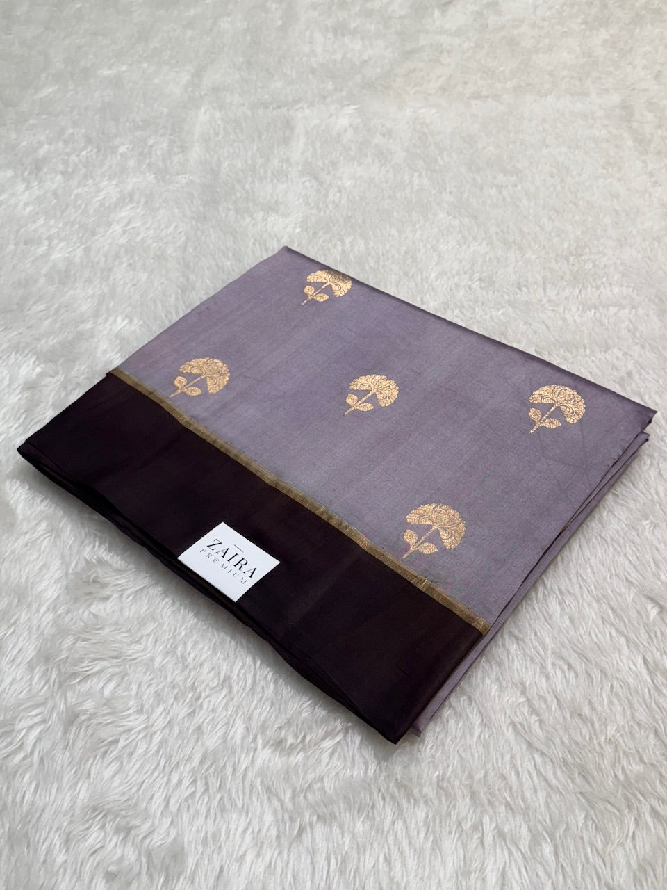Pestal Lavender Brown Contrast Handwoven Paper Mango Silk