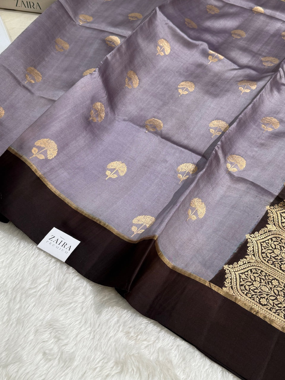 Pestal Lavender Brown Contrast Handwoven Paper Mango Silk