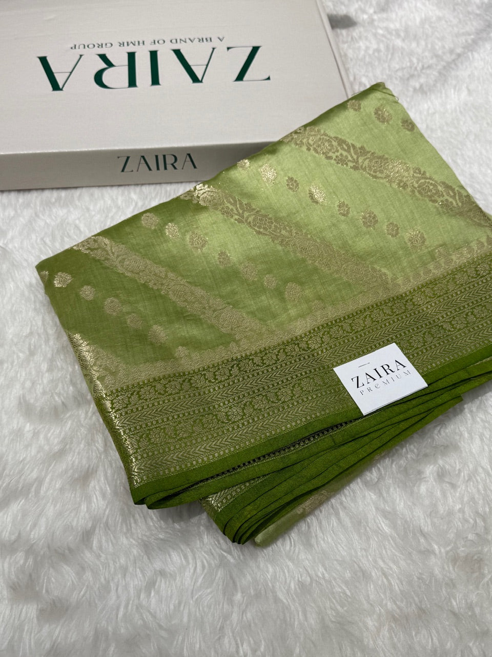 Grass Green Contrast Pure Chiniya Silk