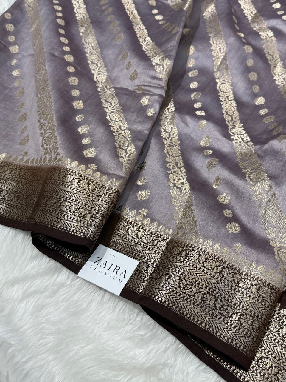 Grey Chocolate Contrast Pure Chiniya Silk
