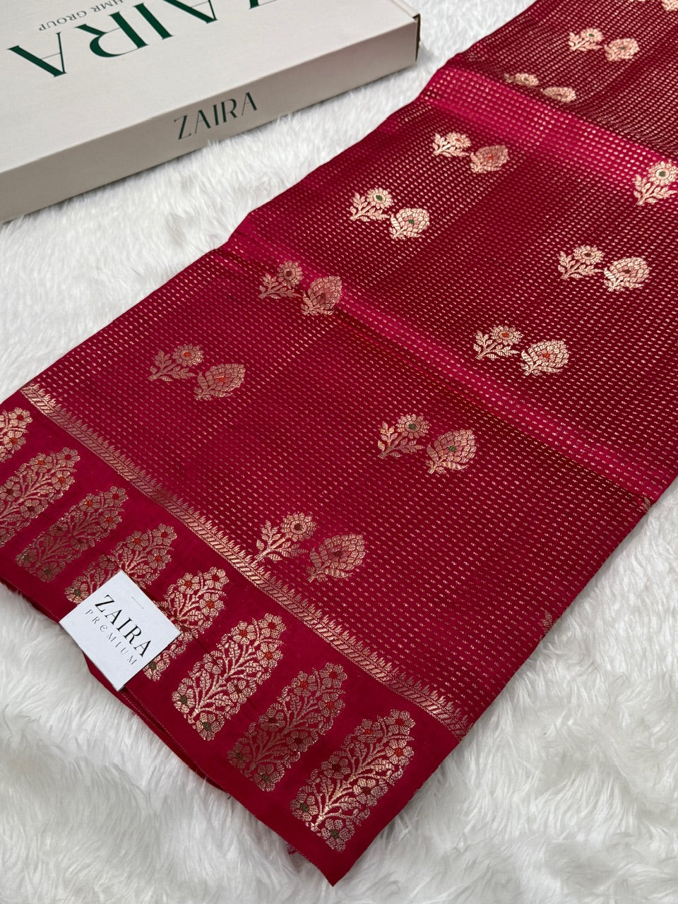 Reddish Pink Meena Boota Pure Mango Silk
