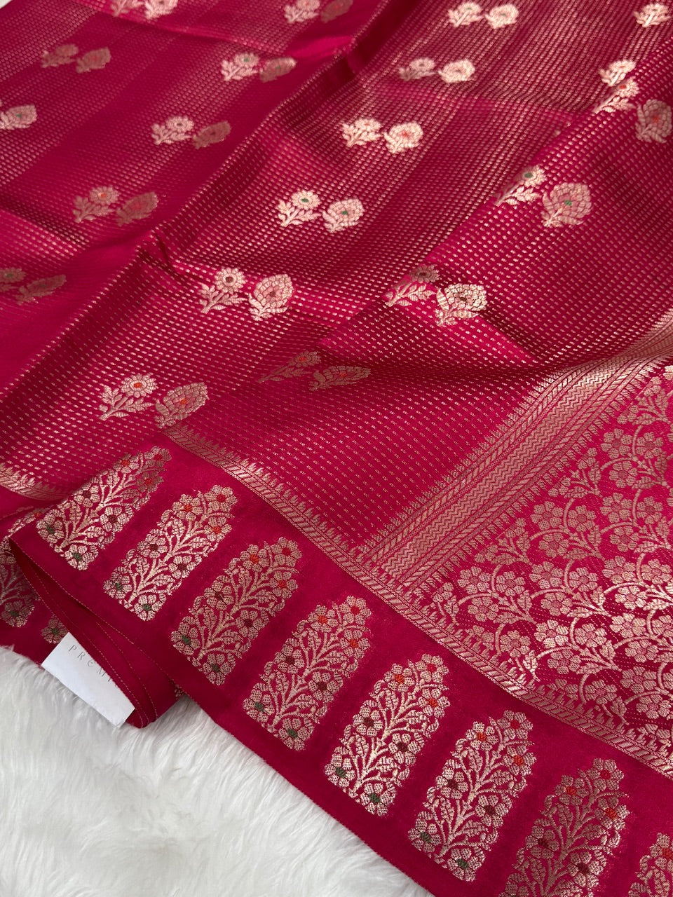 Reddish Pink Meena Boota Pure Mango Silk