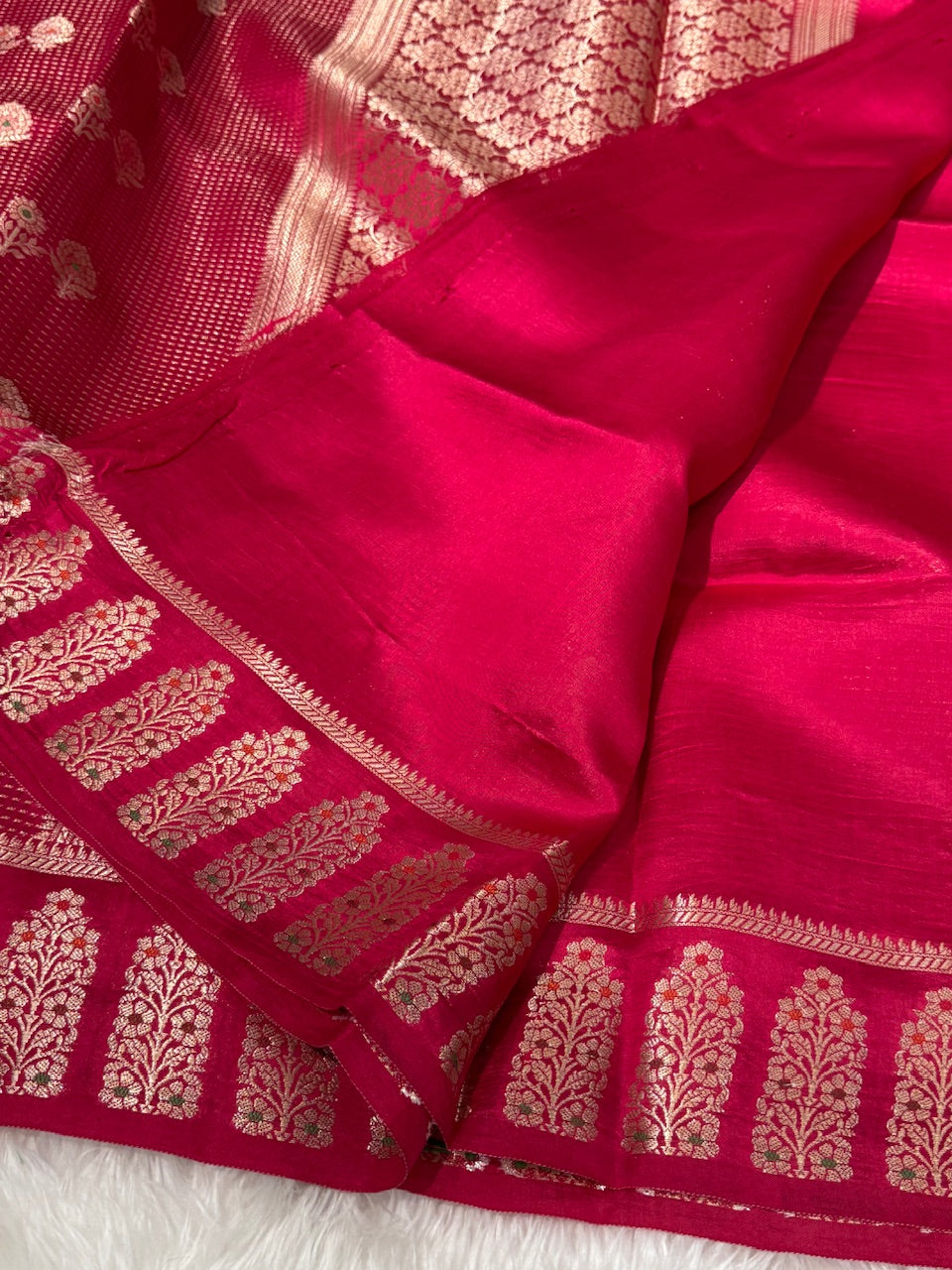 Reddish Pink Meena Boota Pure Mango Silk