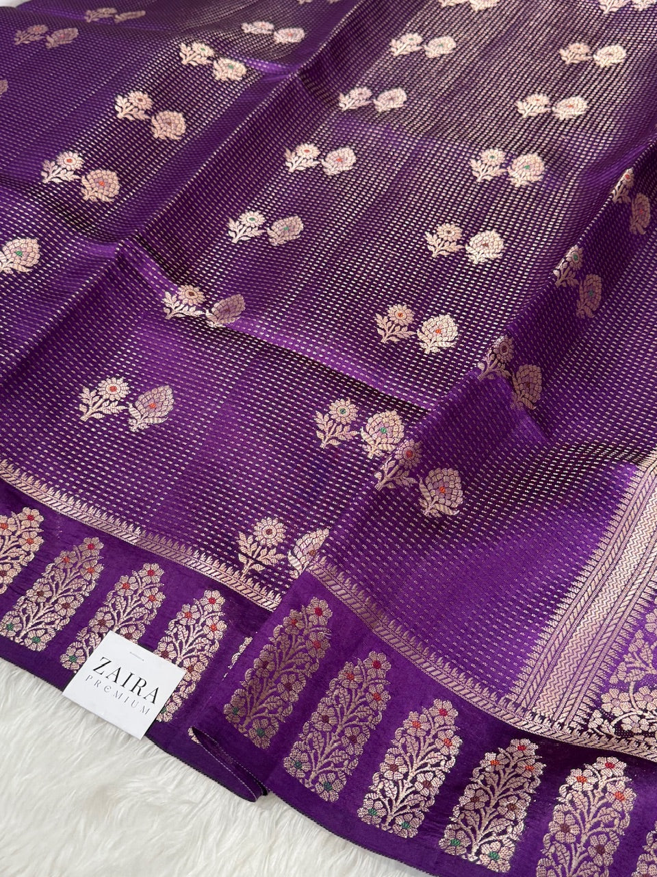 Deep Purple Meena Boota Pure Mango Silk