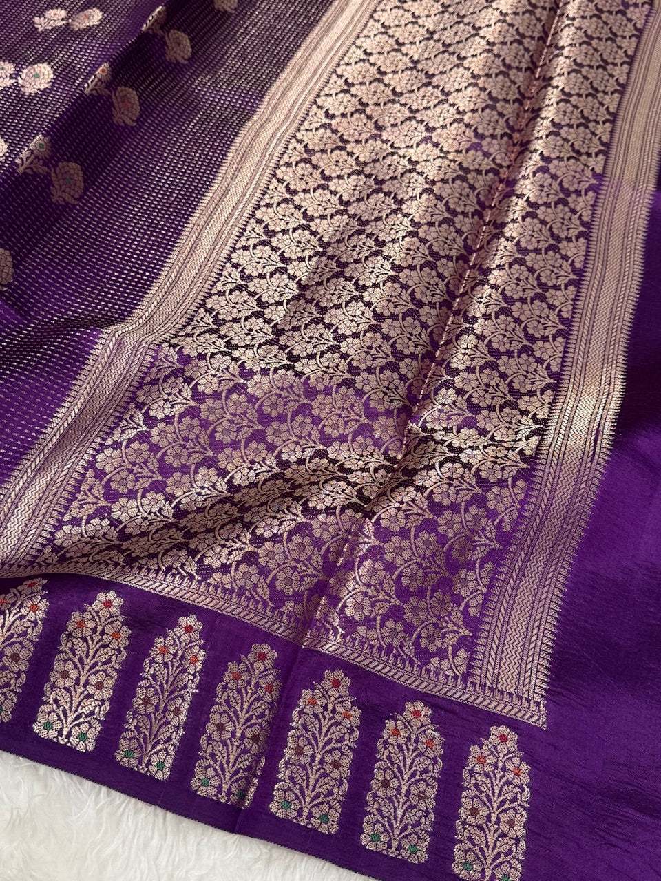 Deep Purple Meena Boota Pure Mango Silk