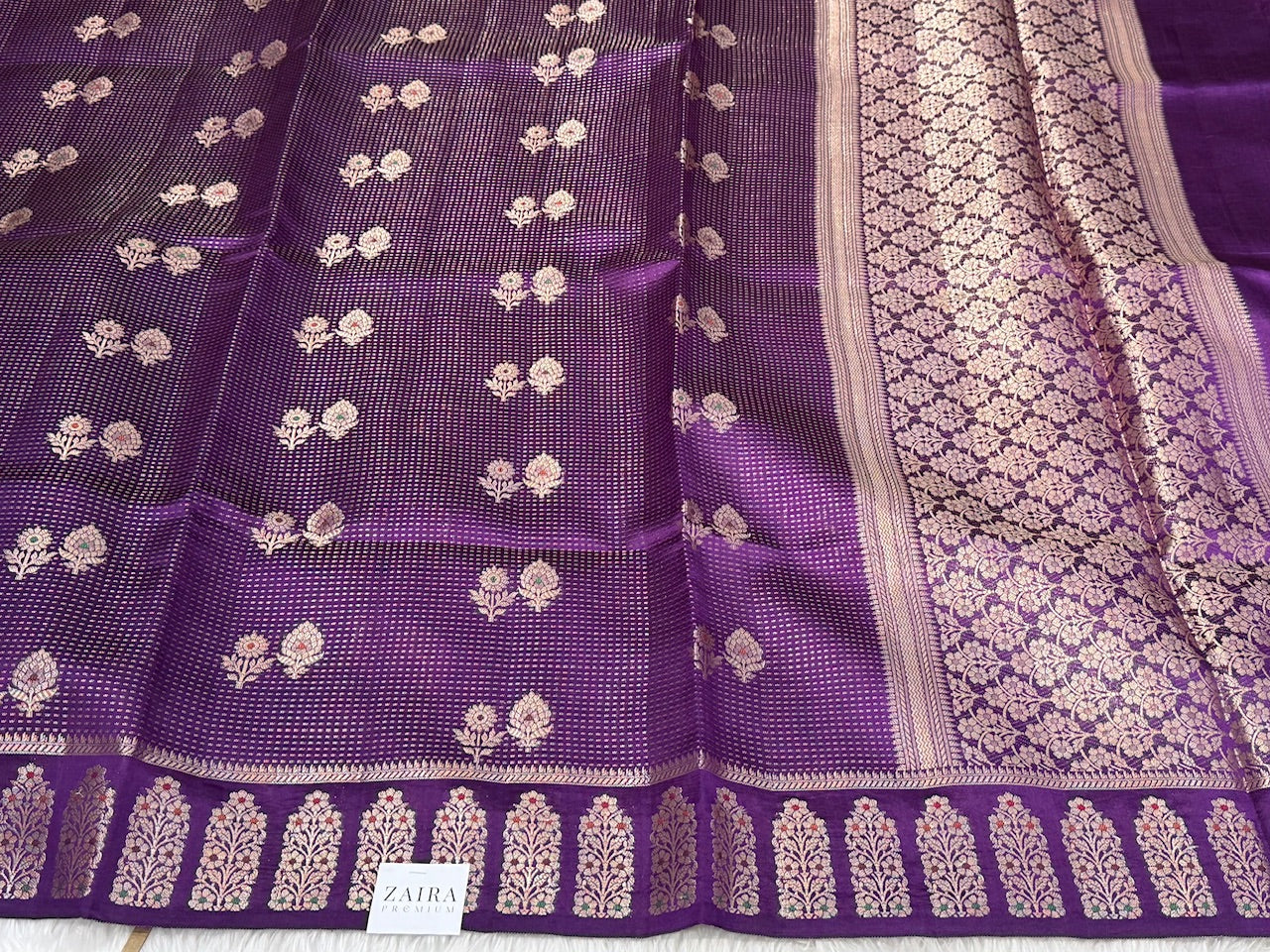 Deep Purple Meena Boota Pure Mango Silk
