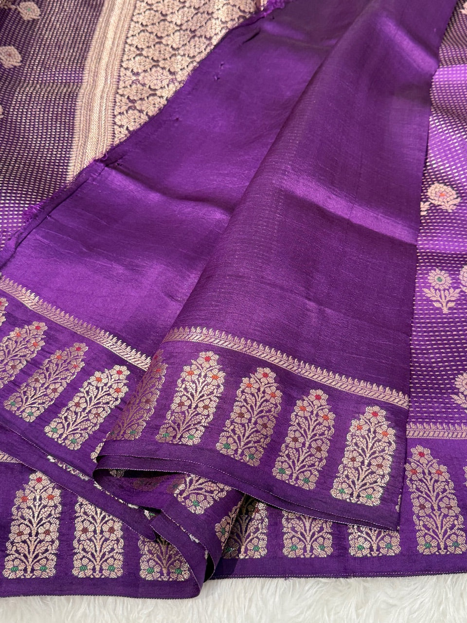 Deep Purple Meena Boota Pure Mango Silk