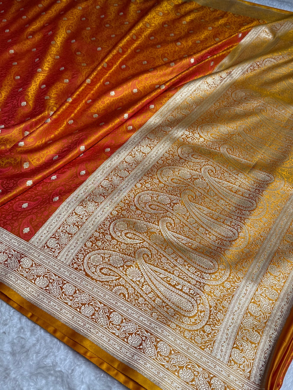Gold with Rani Tanchoi Booti Katan Silk Saree SKTM-06