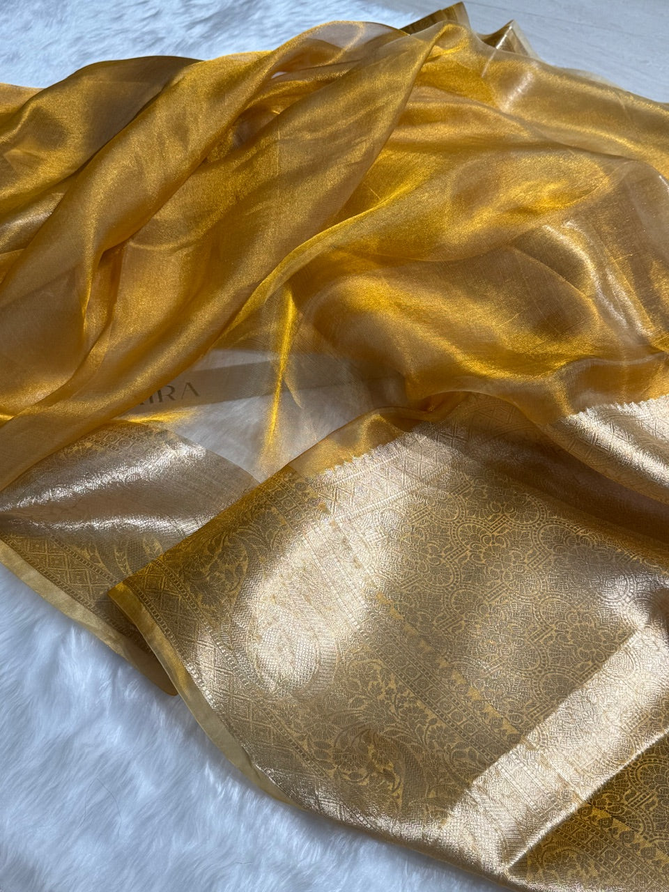 Mustard Shade Pure Tissue Silk Saree with Brocade Blouse PT-04