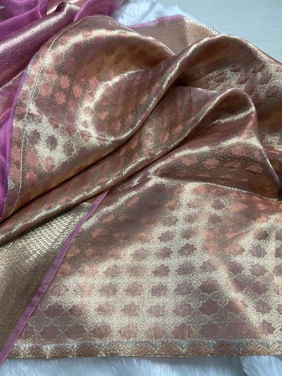 Purple Shade Pure Tissue Silk Saree with Brocade Blouse PT-04