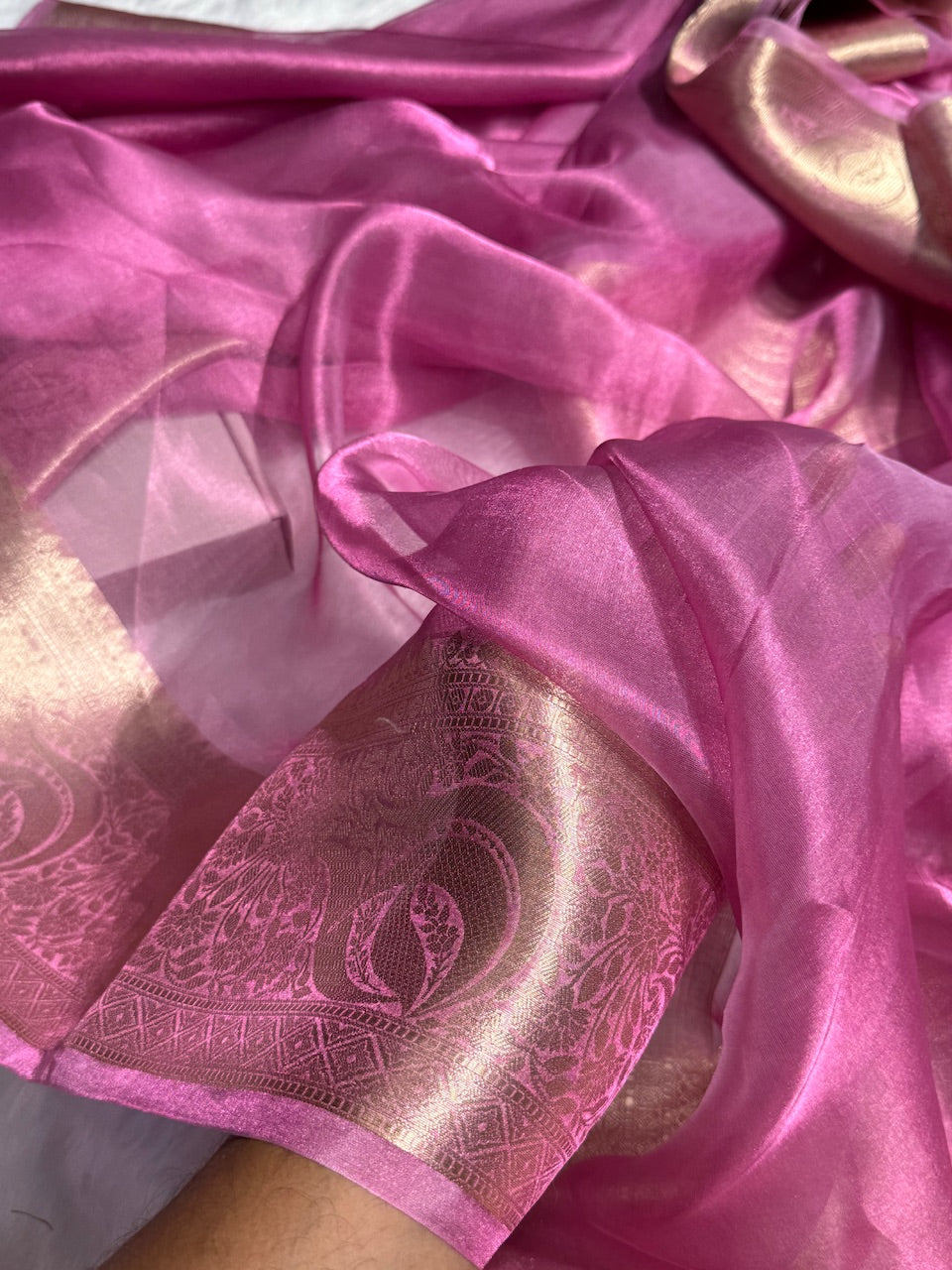Purple Shade Pure Tissue Silk Saree with Brocade Blouse PT-04