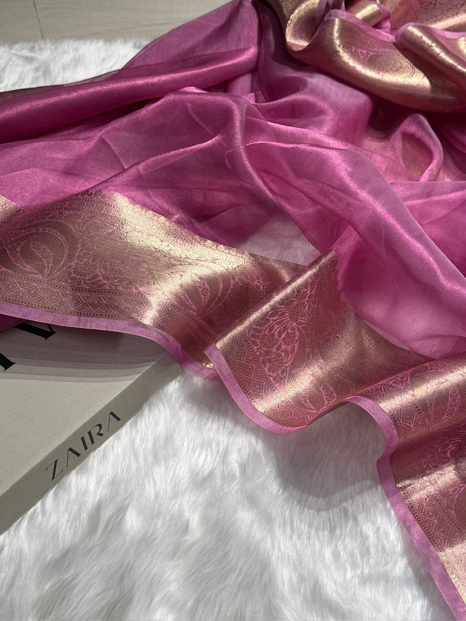 Purple Shade Pure Tissue Silk Saree with Brocade Blouse PT-04