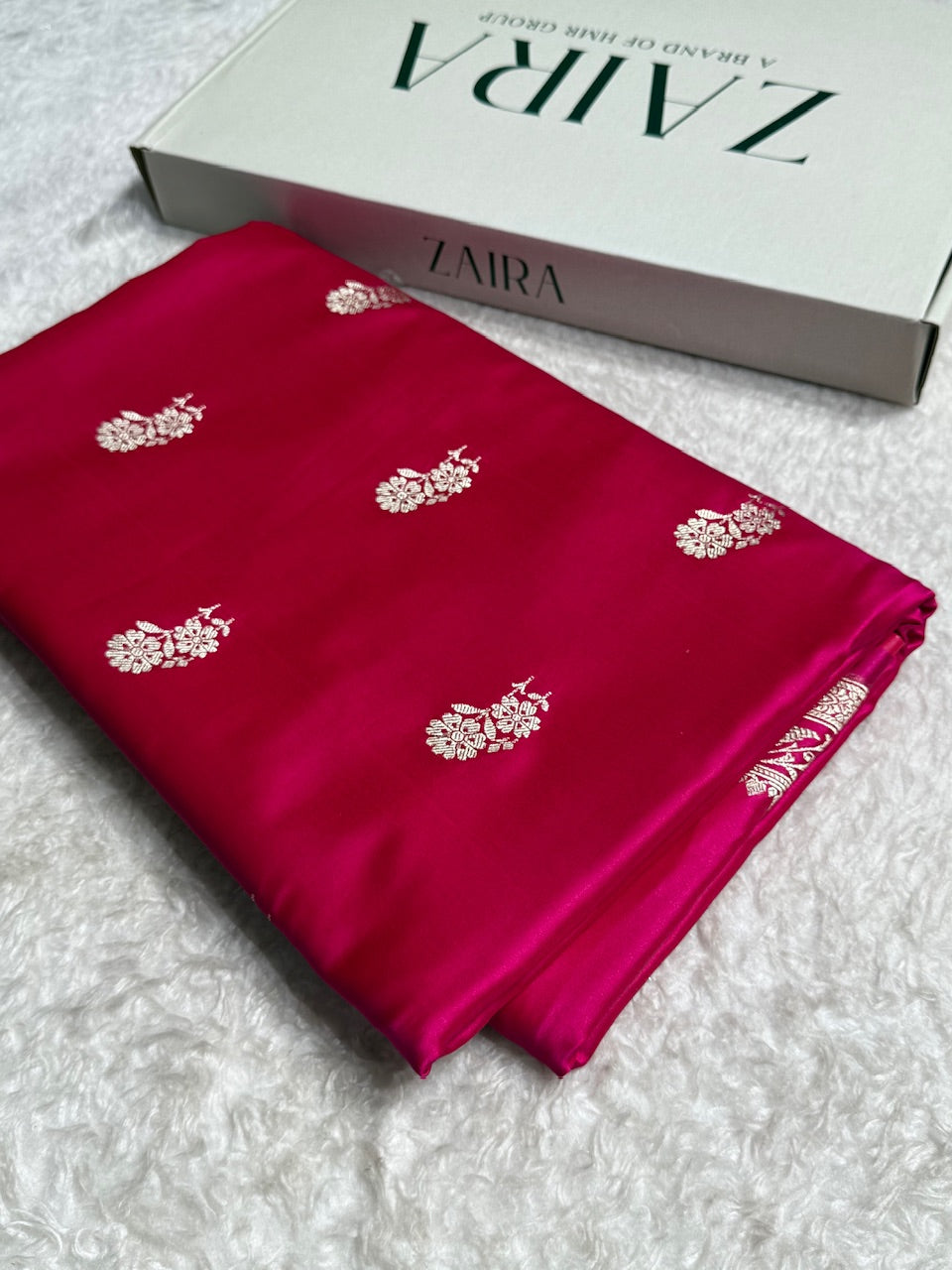 Rani Pink Floral Boota Mashru Silk Saree