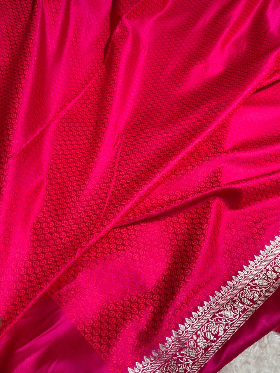 Rani Pink Floral Boota Mashru Silk Saree