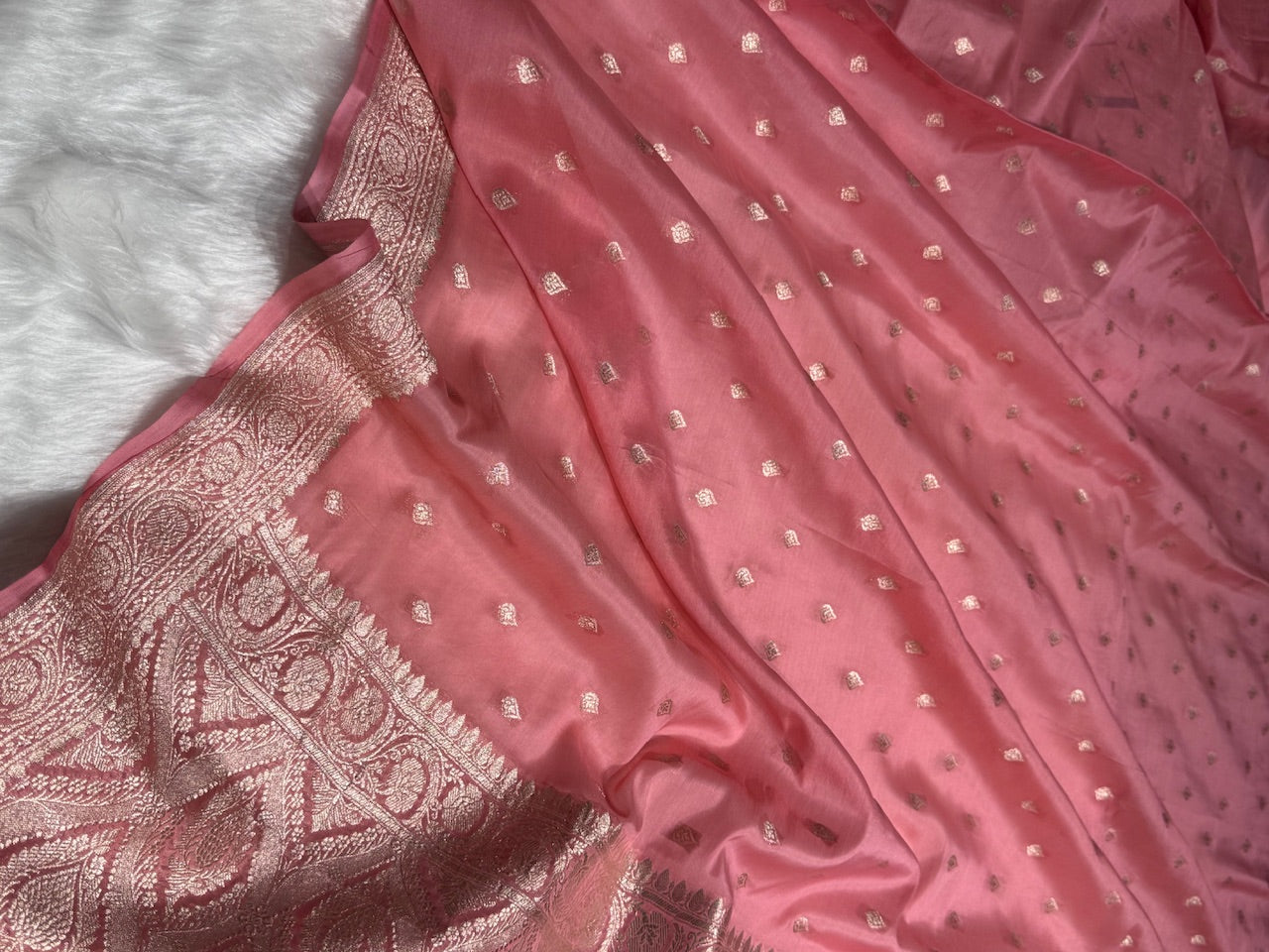 Light Pink Crepe Silk Organza Banarasi Saree CSO-02