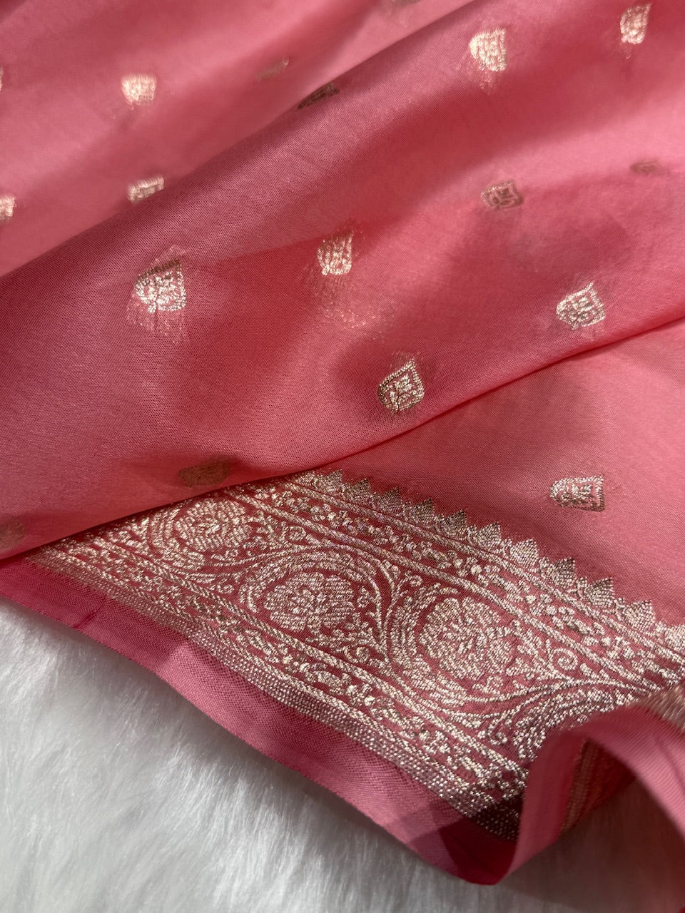 Light Pink Crepe Silk Organza Banarasi Saree CSO-02
