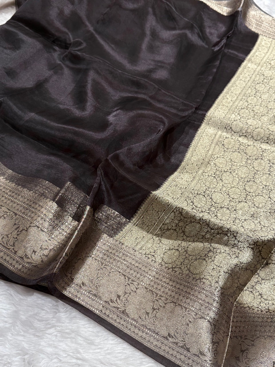 Black Shades Pure Tissue Silk Saree with Brocade Blouse PT-16