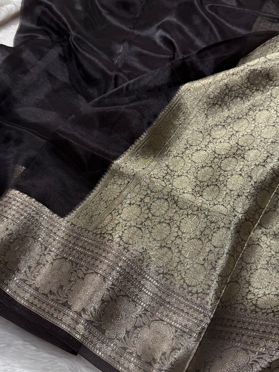 Black Shades Pure Tissue Silk Saree with Brocade Blouse PT-16