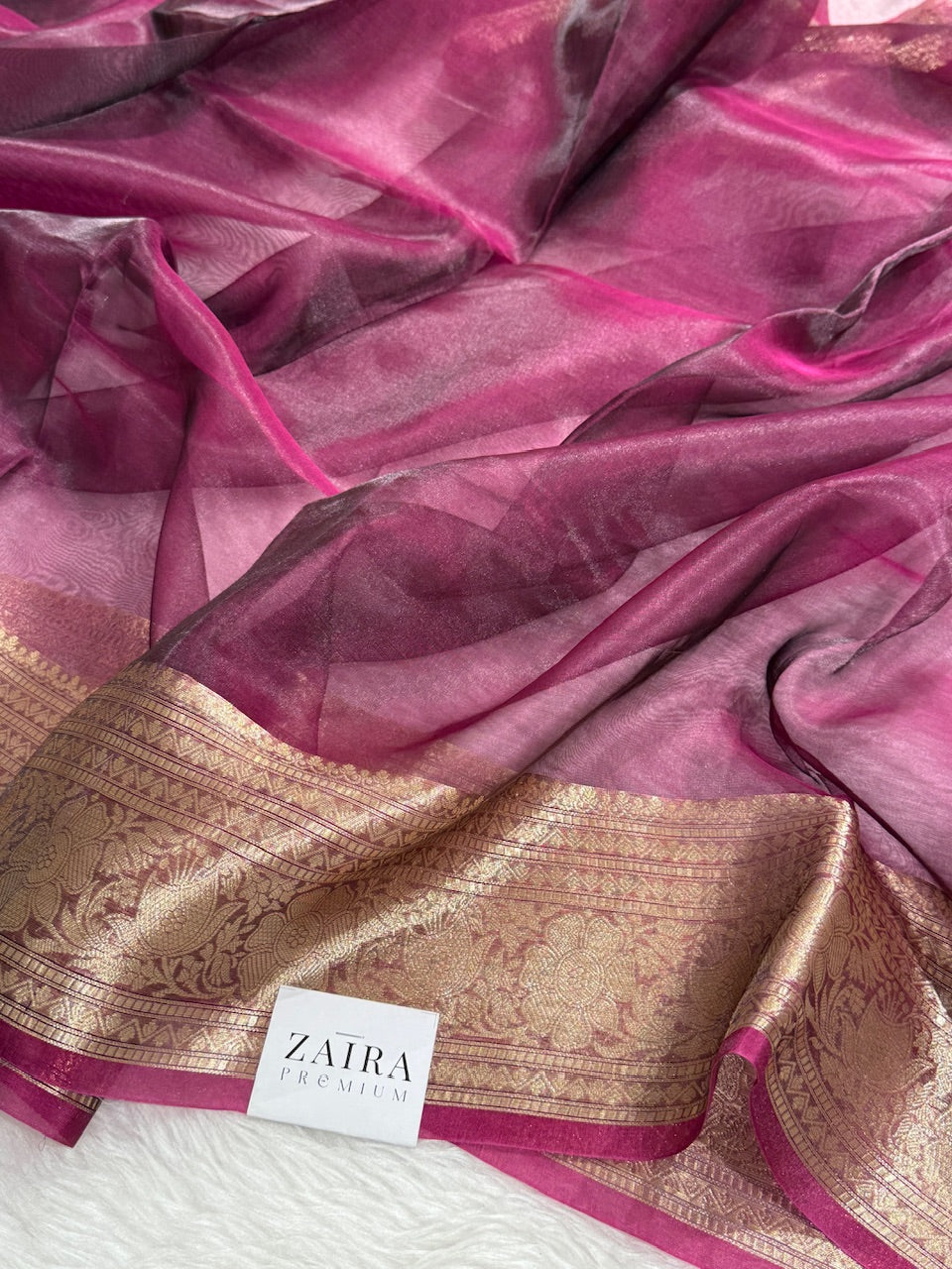 Wine Shade Pure Tissue Silk Saree with Brocade Blouse PT-16